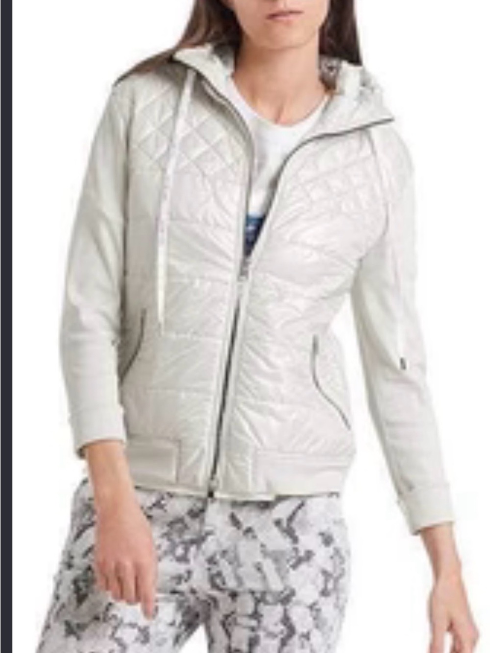Marc Cain Sport Light Gray Quilted Hooded top - Large with flaw